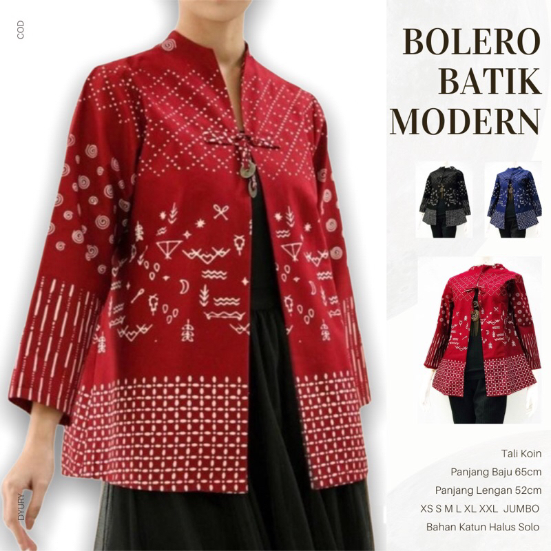Bolero Batik Kerja Jumbo Wanita Modern Elegan Lengan Panjang Bahan Katun Halus Solo