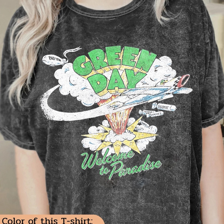 Kaos Green Day | Oversized T-Shirt Vintage Wash Green Day Dookie