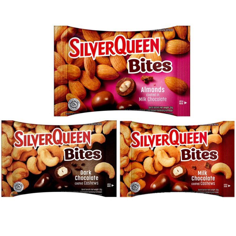 

Cokelat / SilverQueen / Silver Queen / Chocolate / Coklat / Bites / Almonds / Dark / Milk / Coated / Cashew / kacang / halal / almond / bites