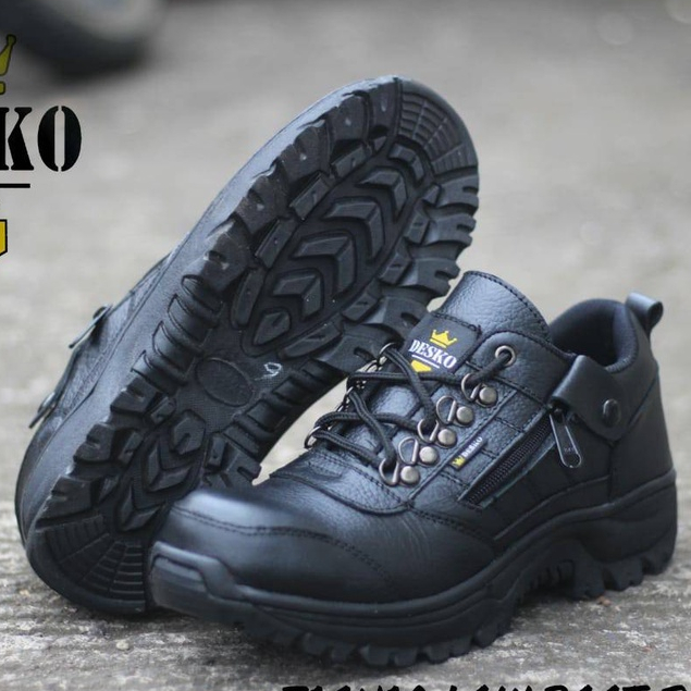 ENOZ X AXE - Sepatu Safety Low Boots Pria Kulit Asli Original Sepatu Sefty Bots Ujung Besi Tracking Touring Adventure Cowok Keren Branded Casual Kasual Formal Kerja