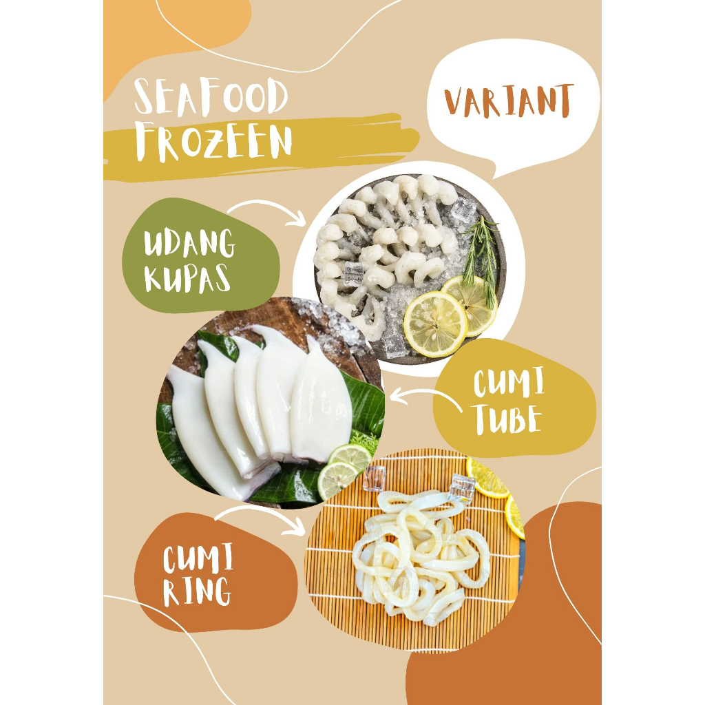 

Cumi Tube Kupas bersih 1kg| Cumi Ring Segar 1kg| Udang Kupas Vaname 1Kg