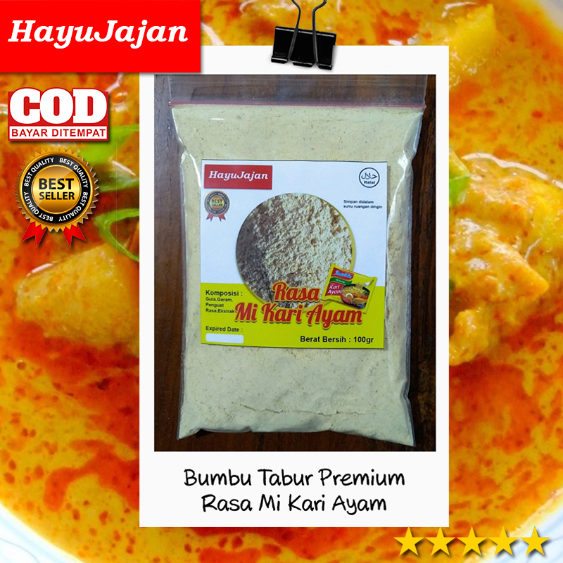 

BUMBU TABUR PREMIUM RASA MI KARI AYAM / BUMBU KERIPIK, JAMUR CRISPY, TAHU WALIK, CIMOL, TELUR GULUNG, POP CORN, BAKSO, / KEMASAN 100 gr /