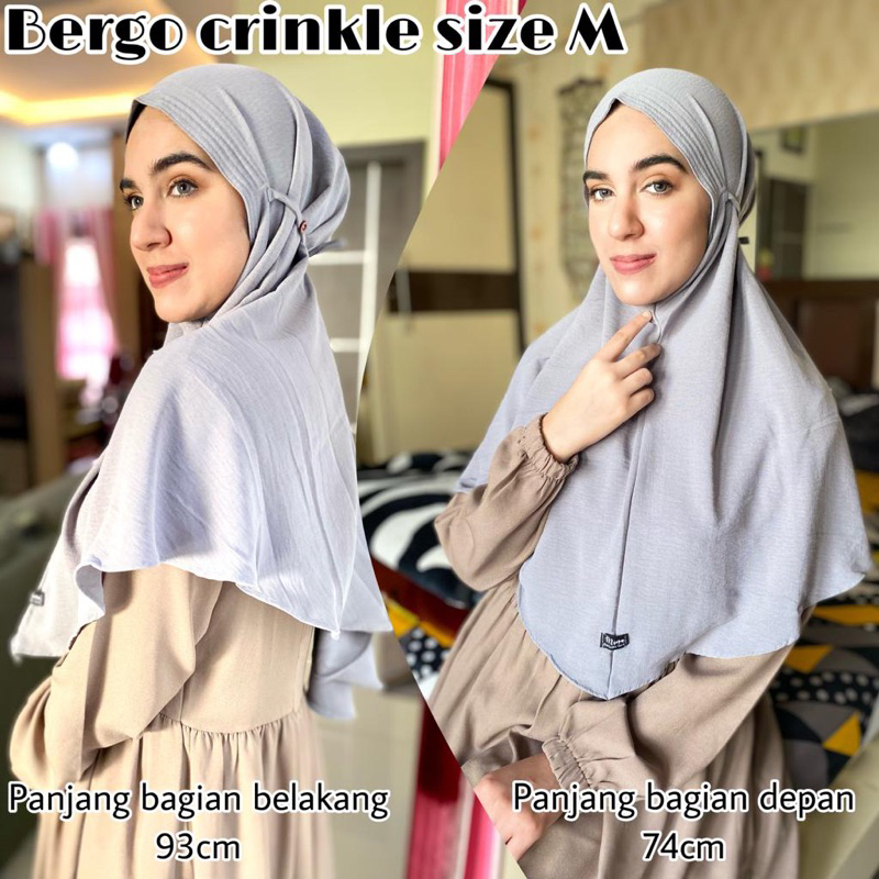 BERGO MARYAM CRINKLE / BERGO CRINKLE TALI/ JILBAB CRINKLE AIRFLOW/BERGO JUMBO UKURAN M,L,XL MINA SCA