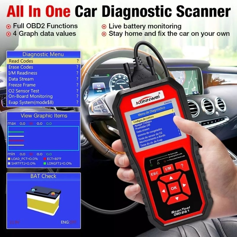 Universal Car OBD2 Scanner Diagnostic Tool Scannan Skenan Mobil Toyota Honda Suzuki Mitsubishi Hyund