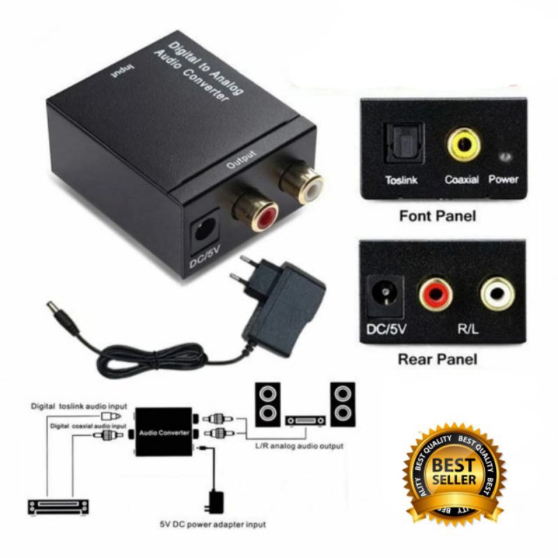 [COD] PAKET LENGKAP DIGITAL TO ANALOG AUDIO CONVERTER OPTICAL/COAXIAL TO RCA + KABEL OPTICAL OPTIK VENTION AUDIO 1.5M + KABEL RCA AUDIO 3 KE 3 / ALAT TV KE SPEAKER AKTIF AMPLIFIER ORIGINAL