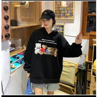 FAMILY BEAR HOODIE SWEATER WANITA ALLSIZE FIT TO L / HOODIE WANITA TEBAL