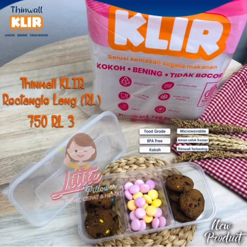 (RL3) Thinwall Klir Rectangle Long Food Grade Super Bening 750ml