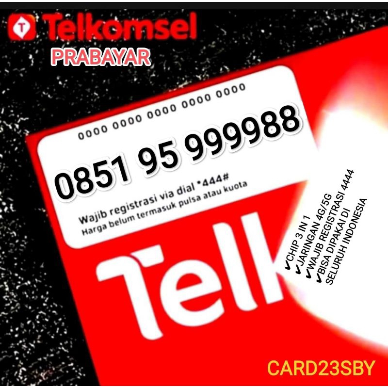 NOMOR CANTIK TELKOMSEL 4G/5G KARTU SIMPATI SERI 0851 CANTIK