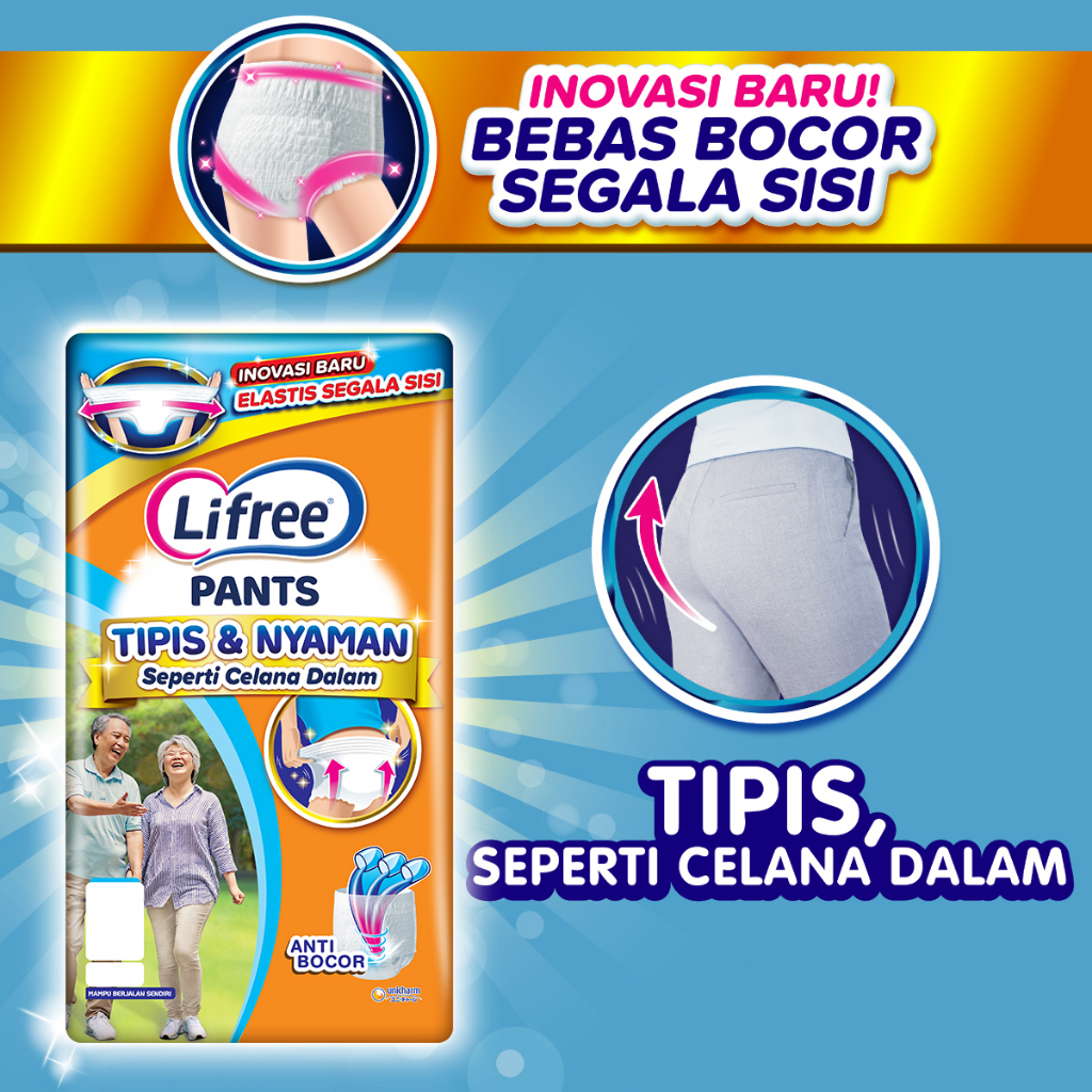 Lifree Popok Dewasa Celana Tipis &amp; Nyaman Bergerak - L 16 - 2 Packs