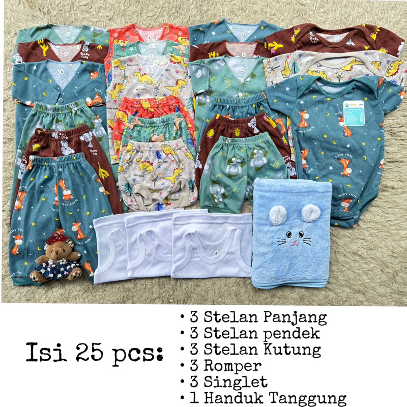 56pc Paket lahiran komplit perlengkapan Baju Bayi celana bayi kado Combo Mix Koala Dino Jumper handuk newborn SNI Promo 8.8