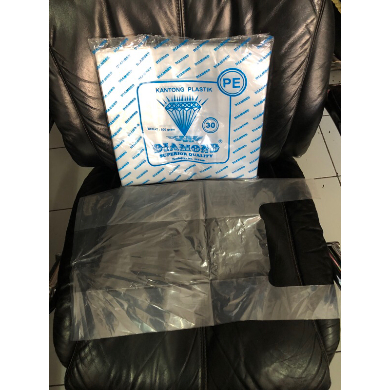 kantong plastik kresek pe bening diamond uk 30