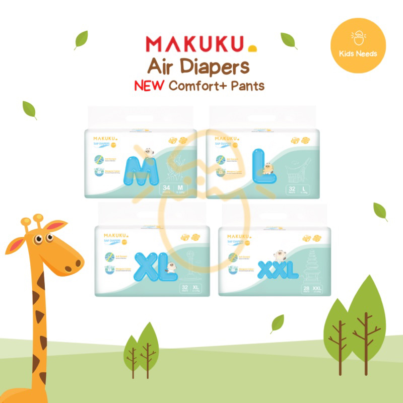 MAKUKU AIR DIAPERS NEW COMFORT+ PANTS ( M , L , XL , XXL ) - Popok Bayi