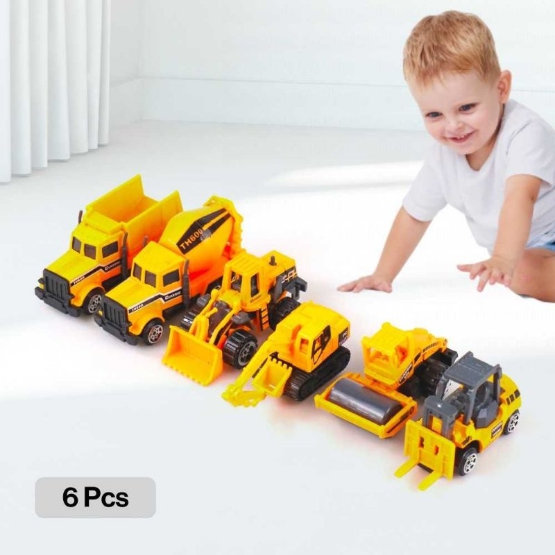 Mainan Mobil-Mobilan Truk Construction Diecast 6 PCS - TH735 Kado Hadiah Present Souvenir Anak
