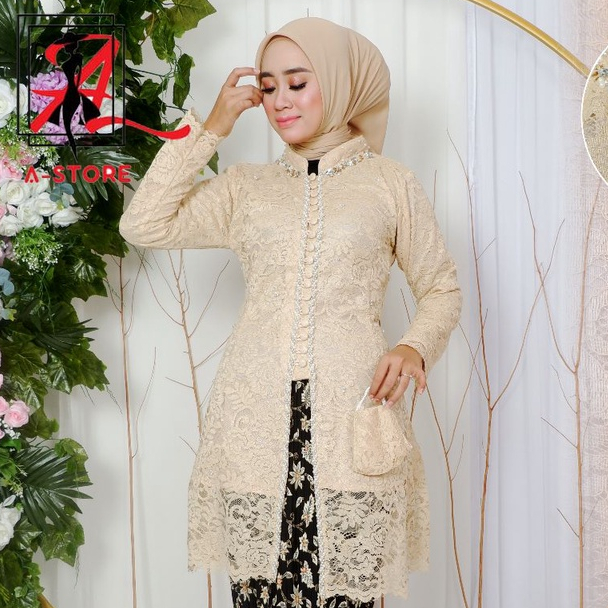 ATASAN KEBAYA TANPA ROK Tunik AYU Terbaru Kancing Seribu Payet Jumbo Brukat Mix Mutiara M L XL XXL L