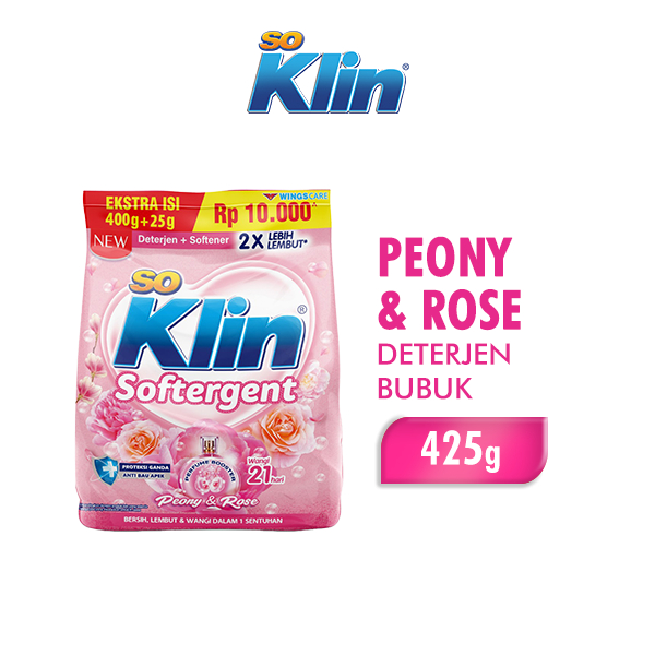 Soklin Deterjen Bubuk Softergent Peony &amp; Rose 425 gr