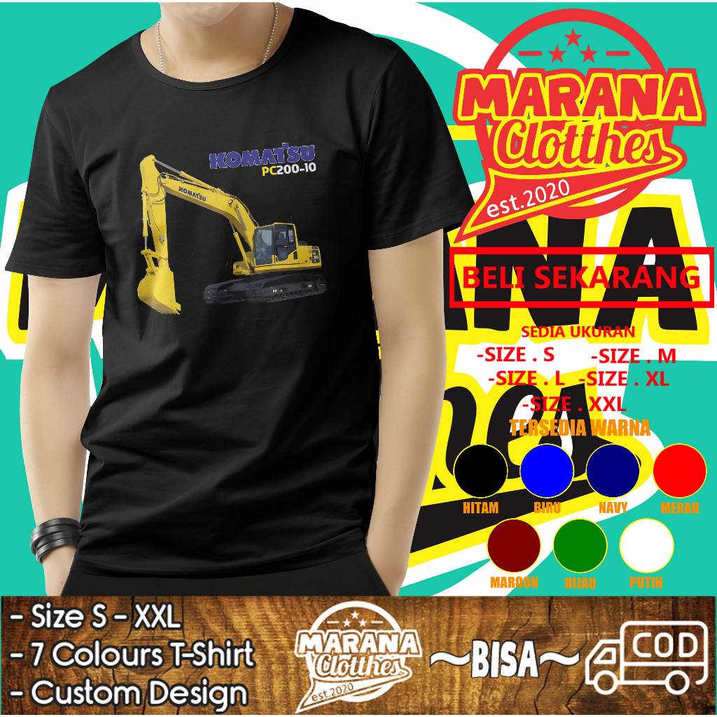 Kaos Excavator Komatsu PC200 Operator Alat Berat Baju Distro