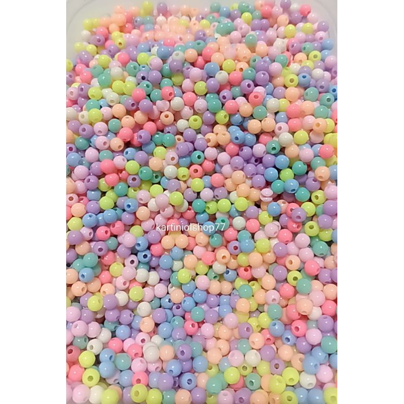 10gram Mote Susu Bulat 6mm Mix/ Mote Pastel/ Manik Soft Pastel 6mm gelang
