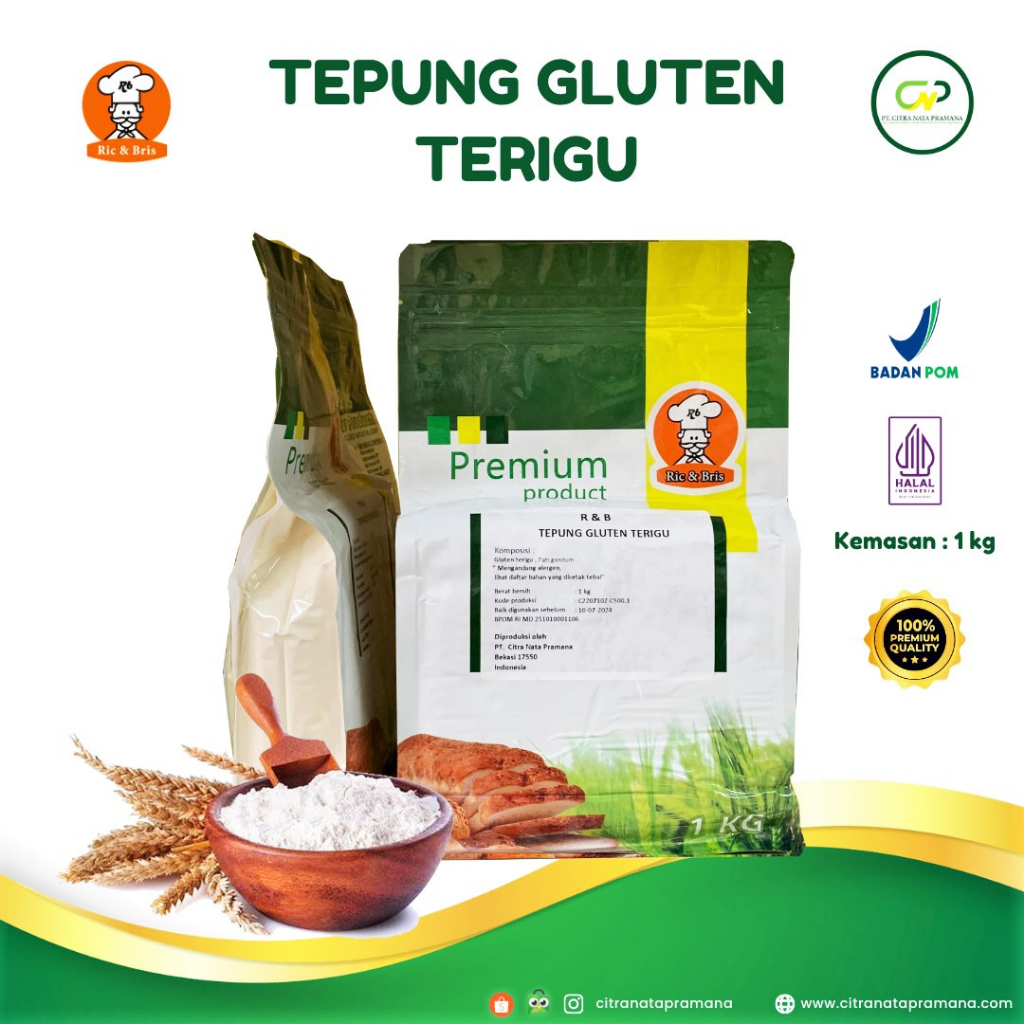 Jual R&B Organic Vital Wheat Gluten 1kg / Protein Tepung Gluten Organik ...