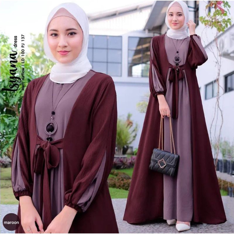 Baju Wanita Bahan Crinkle Gamis Kirana Terbaru Termurah