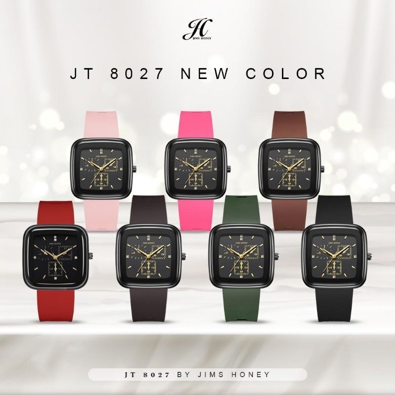 JAM TANGAN PRIA WANITA EXCLUSIVE JIMS HONEY JH 8027 JAM TANGAN UNISEX STRAP KARET RUBBER KOTAK UNIK KADO ULTAH ANNIVERSARY PACAR ISTRI CEWEK PEREMPUAN UNIK ELEGANT CANTIK MURAH FEMINIM