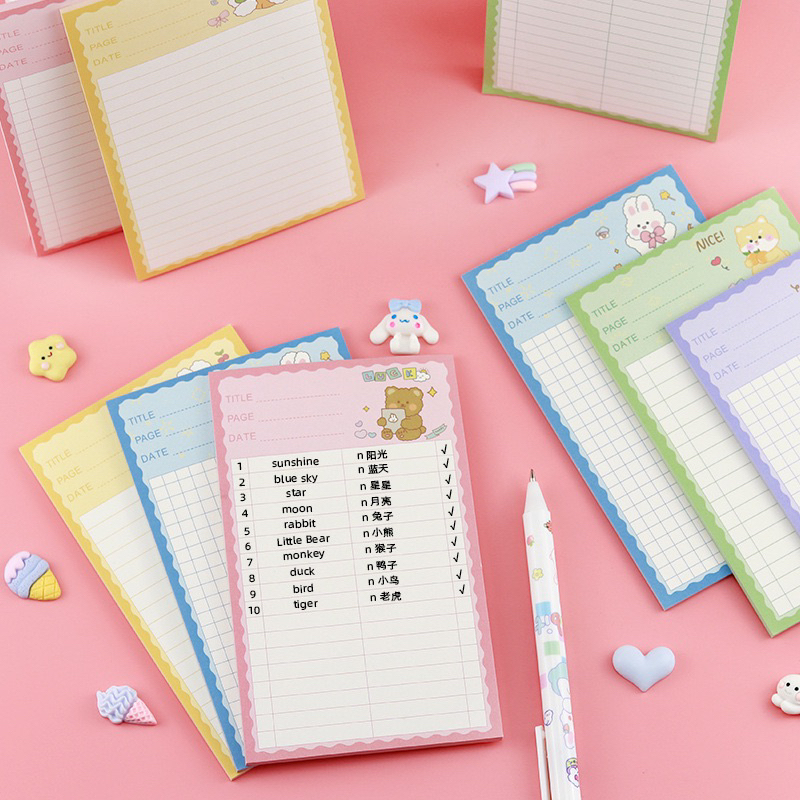 

1115S Delunashop N-17 sticky note Dasar Memo Pad Catatan Tempel Diary betuk petak petak dan garis garis polos