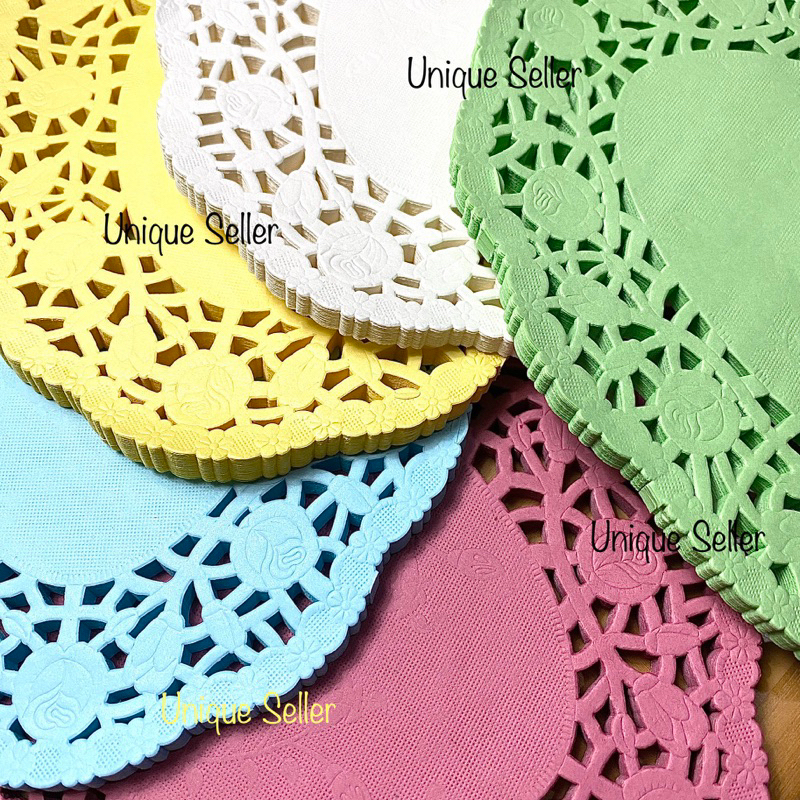 Doilies Paper Oval 7.5x10” (19x25 cm) isi 100 Putih &amp; Warna Warni / Doyleys Paper Oval Warna Warni 19x25cm / Kertas Alas Renda Oval 7.5 x 10 / Kertas Renda 7.5”x10&quot; / Paper Doilies 25 x 19 cm / Doily Doyly Paper 7.5x10 25x19