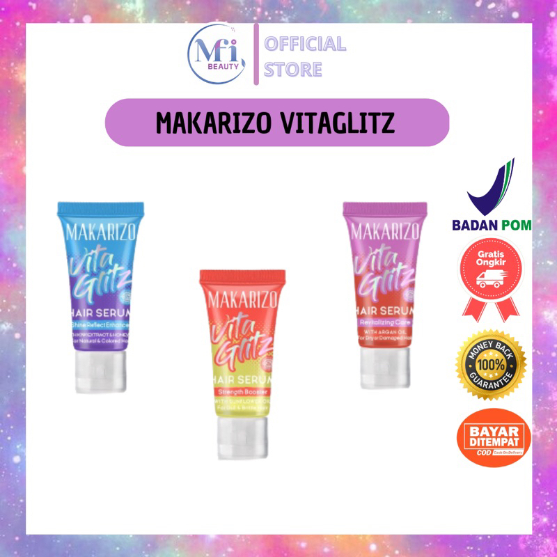 MFI - Makarizo Vitaglitz Hair Serum 8ml Strength Booster Revitalizing Care Shine Reflect Enhancer BPOM