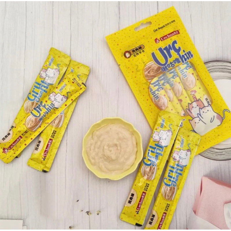 snack kucing premium urchin miao cat creamy treats yellow chicken rasa ayam per 1 pcs cat snacks