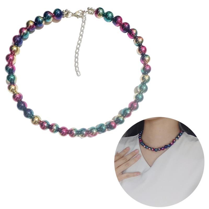 Kalung Choker Galaxy Gradation Beads Colorful Gradasi Pearl Galaksi Warna Warni