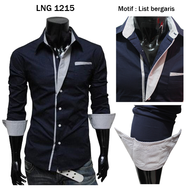 Kemeja Modern Casual Pria Katun Abu Muda – LNG 1712