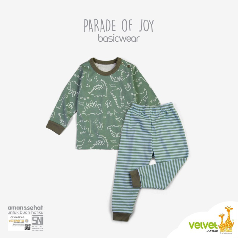 Velvet junior stelan panjang kancing pundak size S / M / L / LB