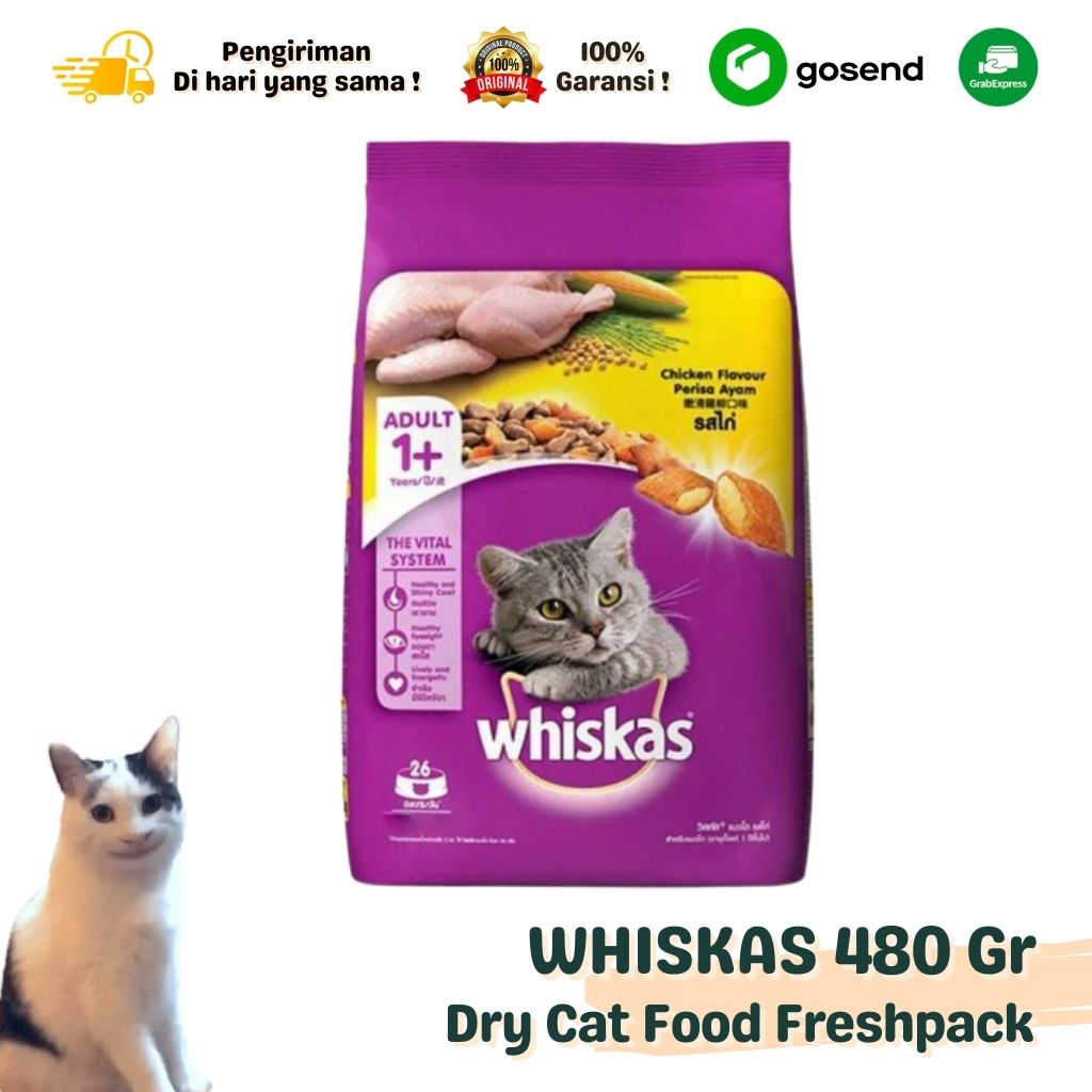 Makanan Kering Kucing WHISKAS ADULT 480gr Freshpack