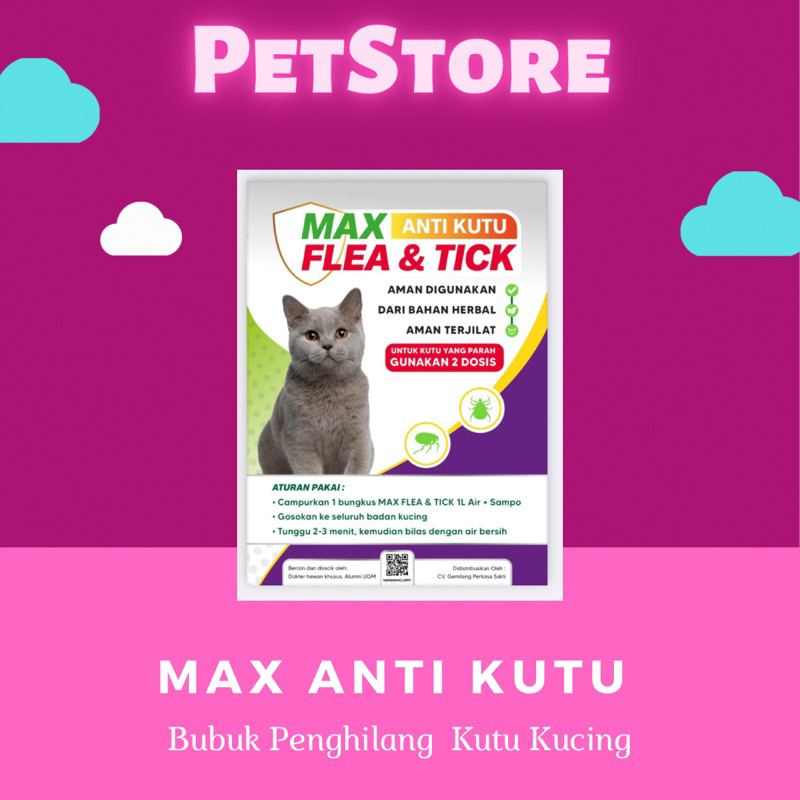 Obat Anti Kutu Kucing Bubuk MAX FLEA &amp; TICK