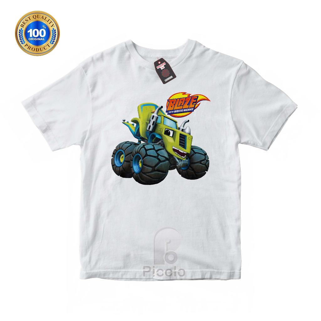 (FREE NAMA) BAJU KAOS ATASAN ANAK MOTIF KARTUN BLAZE AND THE MONSTER UNISEX Bahan COTTUN