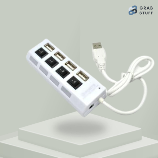 USB Hub 2.0 4 Port Dengan On Off  Switch High Speed output / Colokan USB Stop Kontak Sambungan Konektor Extender Flashdisk Mouse Keyboard Charger Transfer Data Rate Reader Super Cepat 480 Mbps / Saklar On Off USB Penghubung 4 Lubang / High Speed USB Hub