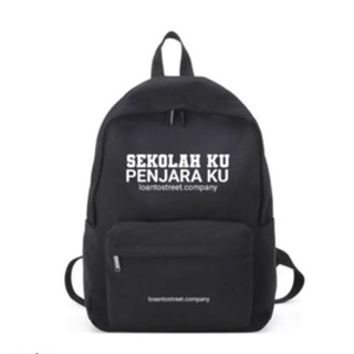 tas ransel hitam backpack losantos free sticker pack