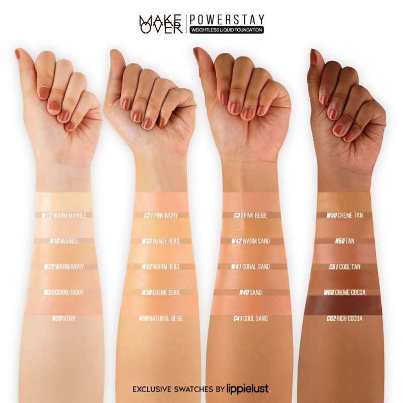 (GOSEND/COD) MAKE OVER POWERSTAY 24H WEIGHTLESS LIQUID MATTE FOUNDATION OIL CONTROL 20 SHADES