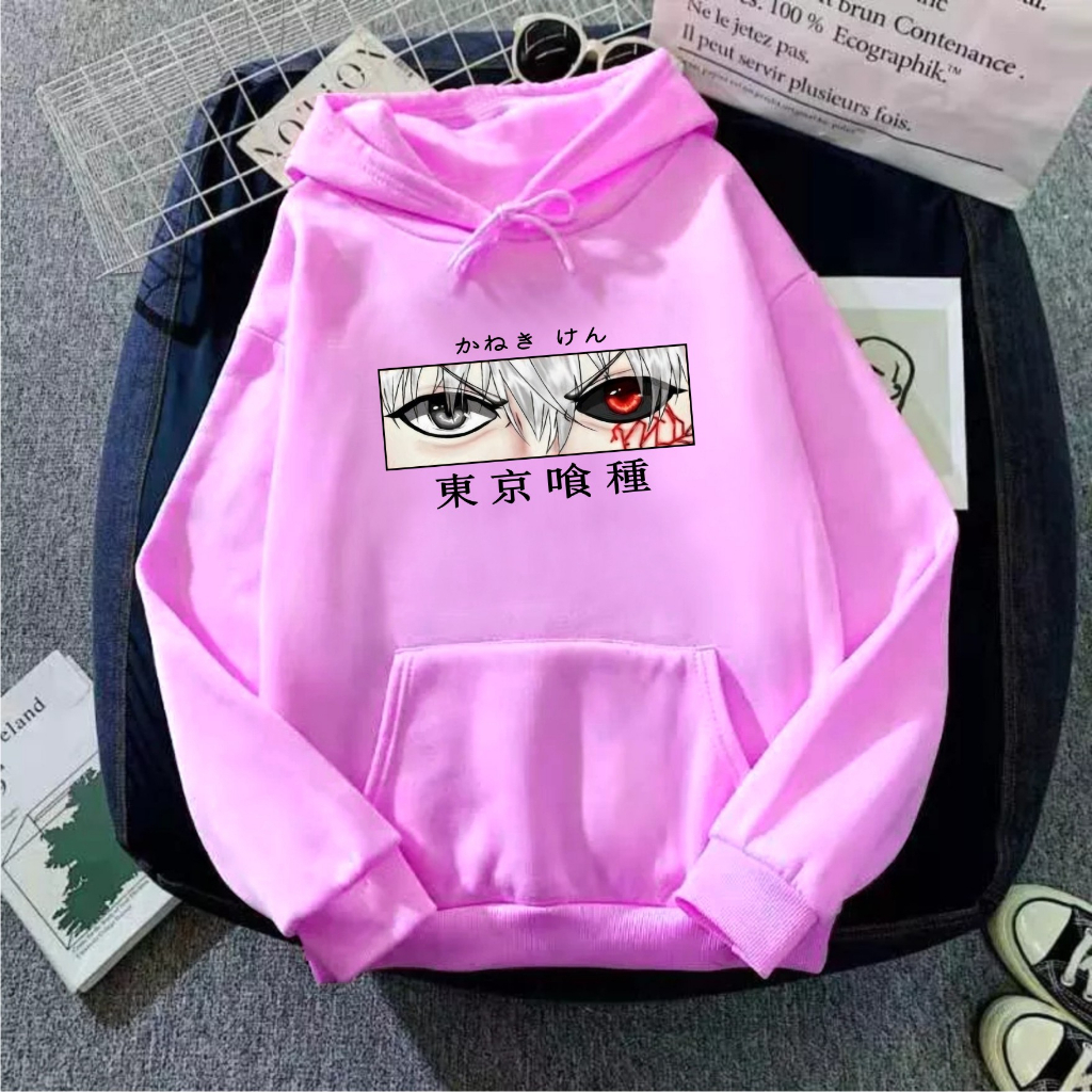 Anime Tokyo Ghoul Kaneki Ken Eye Manga Harajuku Sweater Hoodie Kekinian Size M-L-XL-XXL Bisa Bayar Ditempat COD