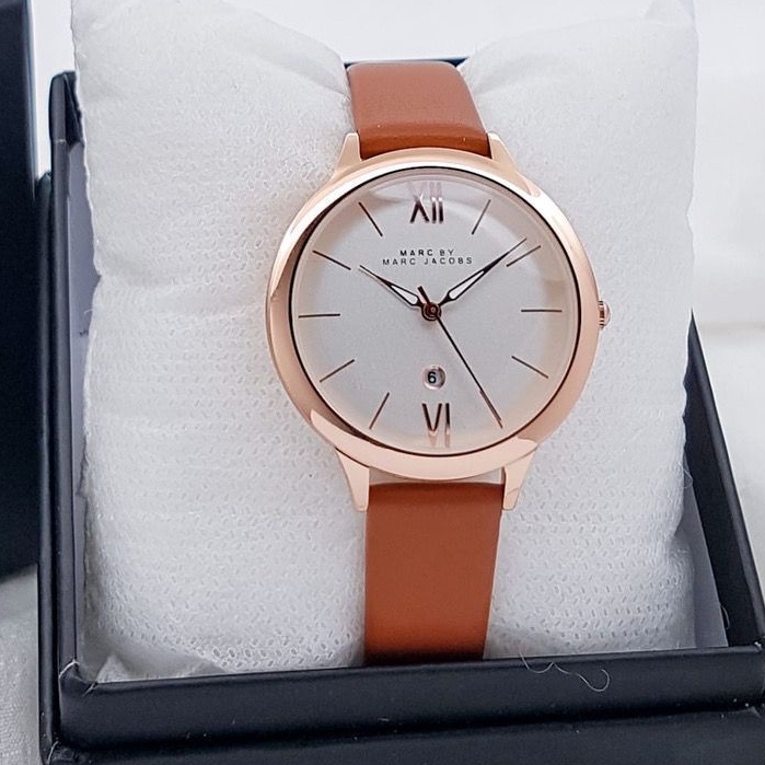 JAM TANGAN WANITA MARC JACOBS V45 TALI KULIT TANGGAL AKTIF DM 3.5CM FREE BOX  || JAM TANGAN FASHION WANITA MARC JACOBS