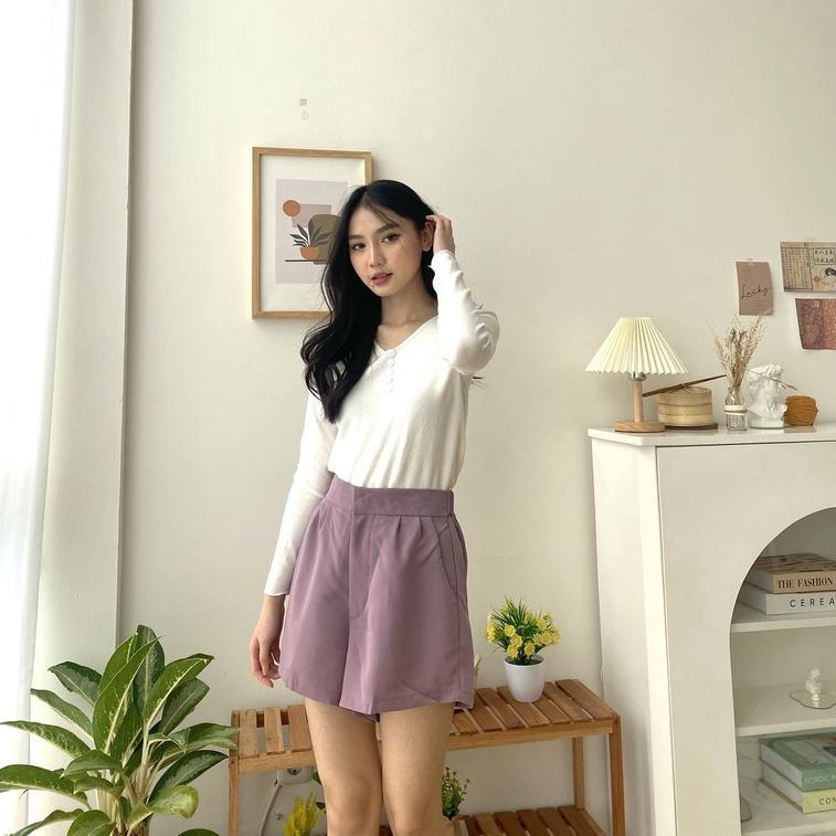 Kheta Shorts - Celana Pendek Korean Wanita - High Waist Pants - Celana Casual