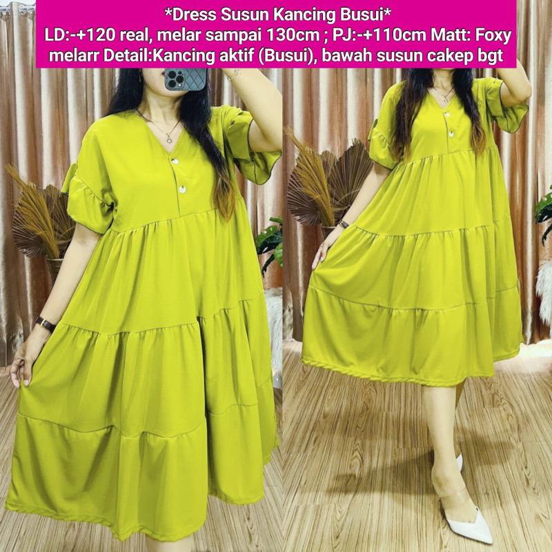 Dress Susun Foxy Polos / Dress Foxy Ruffle / Dress Foxy Susun / Dress Foxy Canda / Dress Foxy Busui / Daster Foxy / Daster Foxy murah / Daster Foxy susun