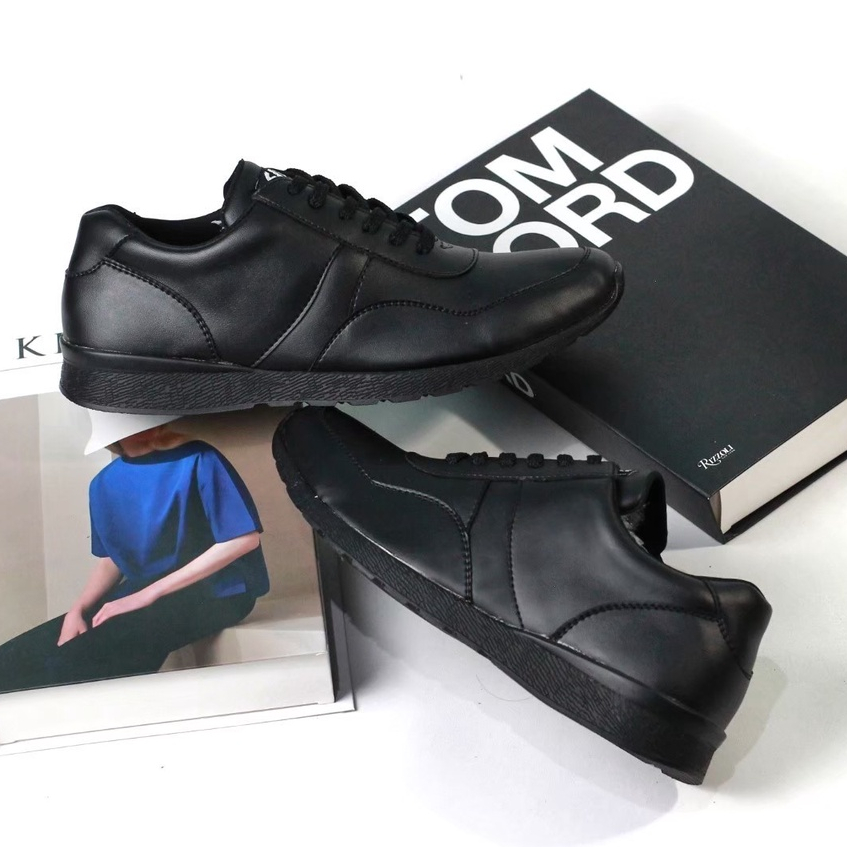 VEGAN BLACK - Sepatu Formal Pria Pantofel Oxford Casual Kulit Kerja Kantor Kuliah Original