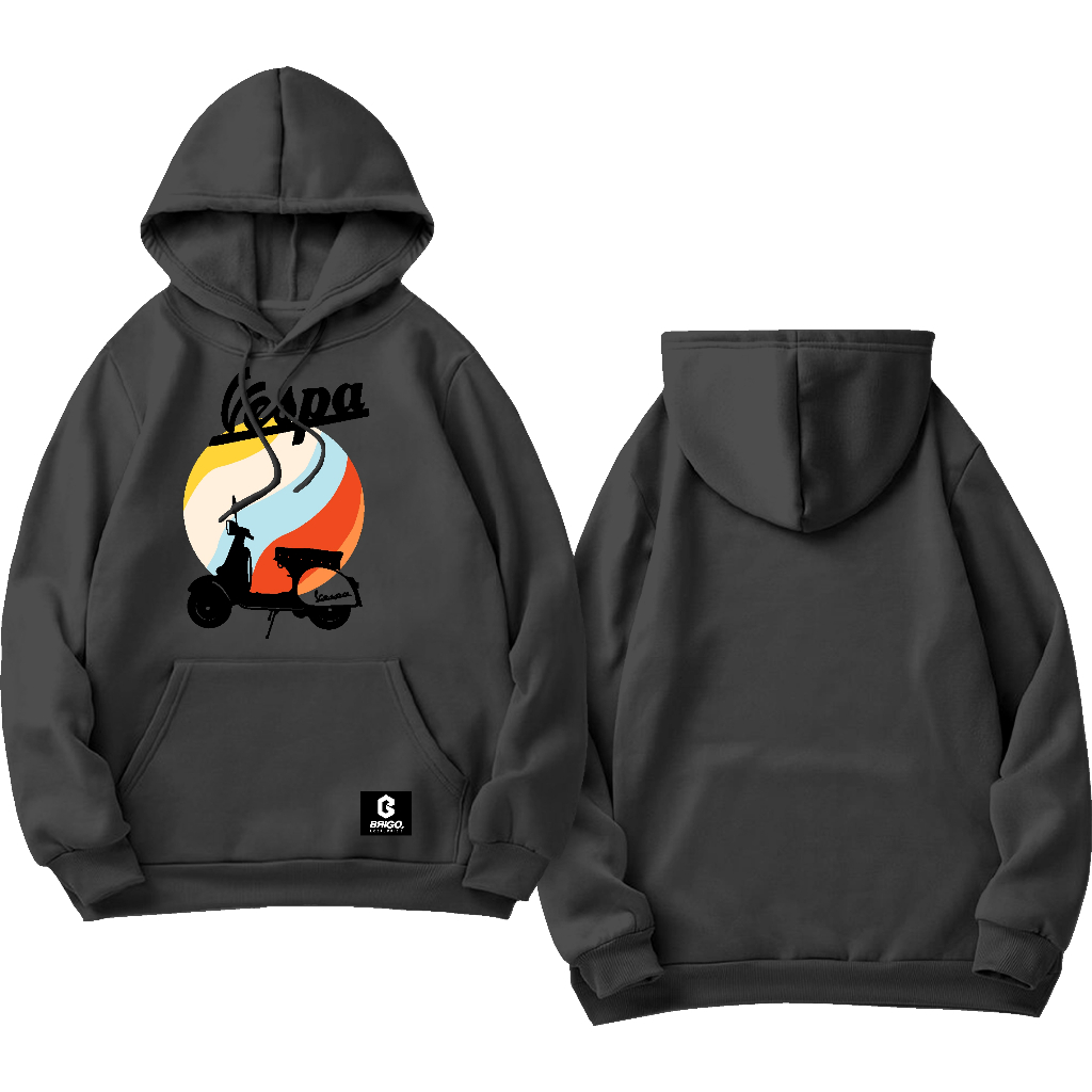 BRIGO X Vespa CLASIC Sweater Hoodie BRIGO Sablon DTF Fleece Cotton II BRIGO X Vespa CLASIC Jumper Hoodie II M-XXL (Pria &amp; Wanita) Free stiker&amp;Gantungan Kunci