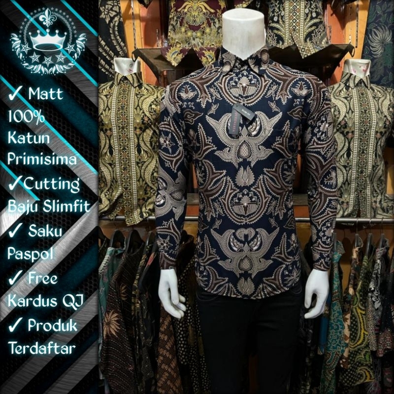 Kemeja Batik Pria Original Produk 100% Katun Primisima Cutting Slimfit Lengan Panjang Terbaru Motif Terlaris