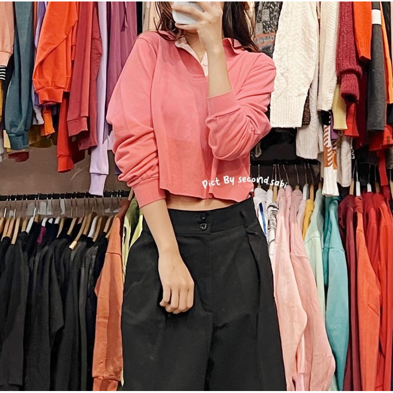 Crop Polo Lengan Panjang