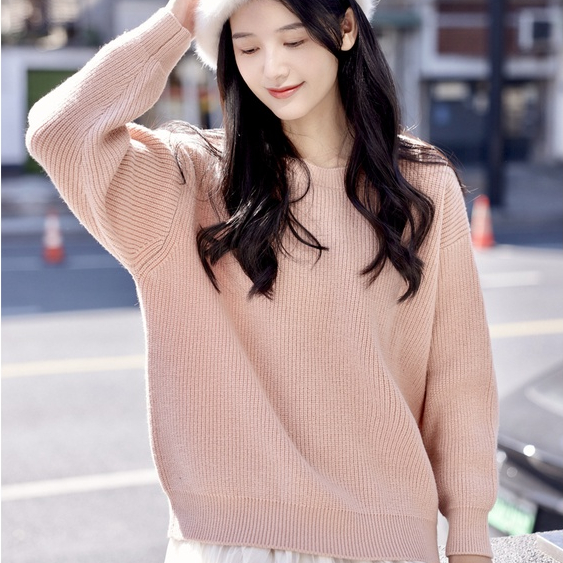 【Elegant】Korean Round Neck Long Sleeve Pullover Sweaters 7504