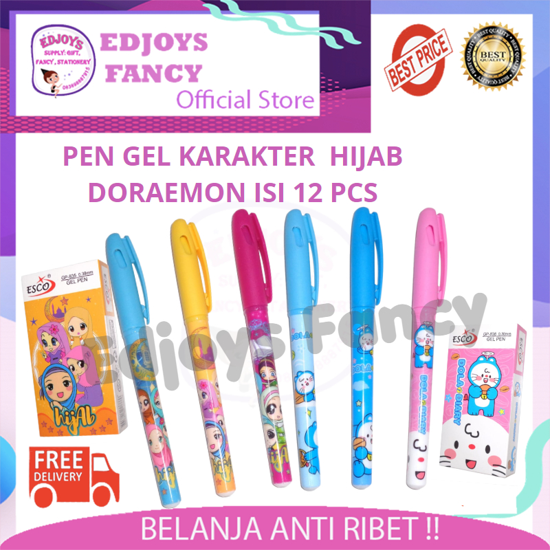 

Pulpen gel Pen gel Pena gel Ballpen gel Bolpoin gel LOL Hijab Doraemon 1 pak isi 12 pcs grosir 1 lusin 827-821