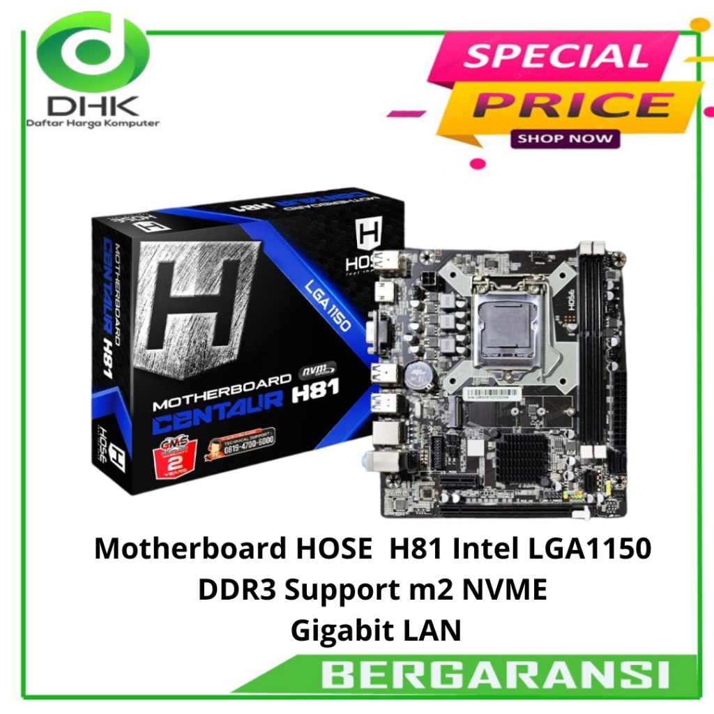 Motherboard HOSE H81 Intel LGA1150 DDR3 Support M2 NVME Gigabit LAN