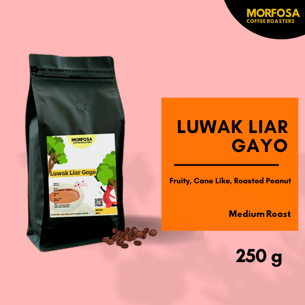 

MORFOSA COFFEE Biji Kopi Bubuk Arabika Luwak Liar Gayo 250gr Arabica Luwak Coffee Bean