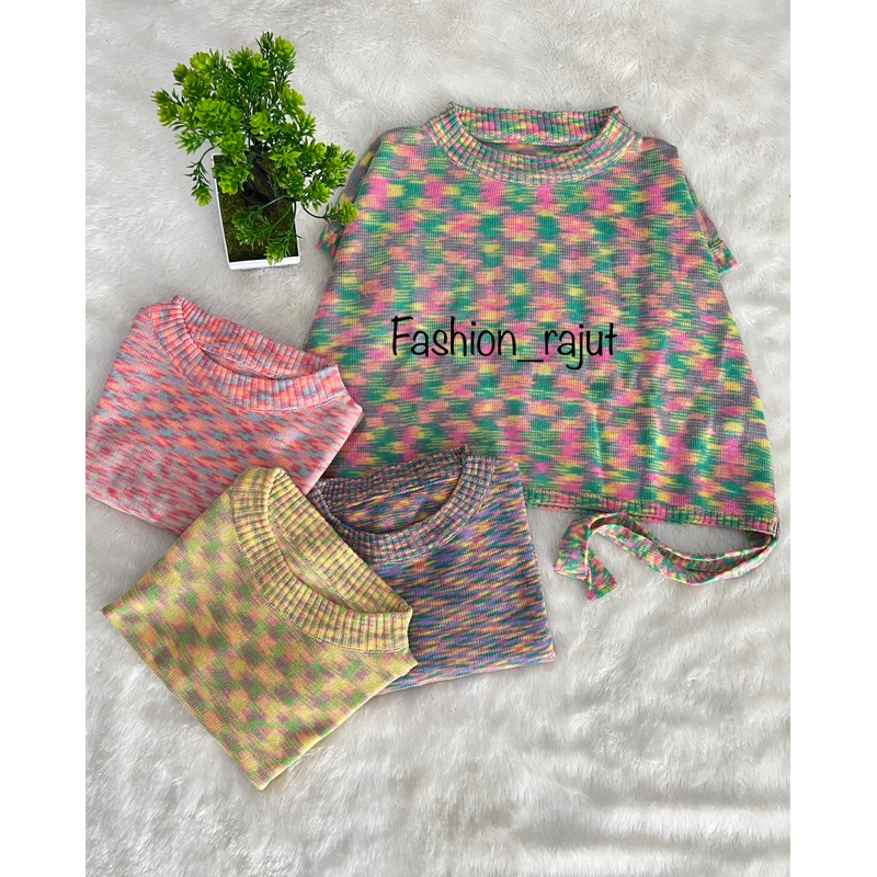 VEST CROP TALI SAMPING MOTIF PELANGI